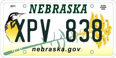 NE license plate XPV838