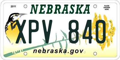 NE license plate XPV840