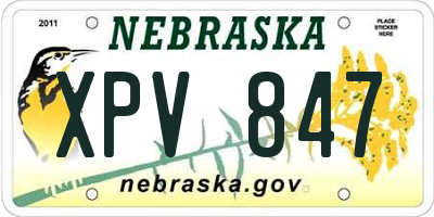 NE license plate XPV847