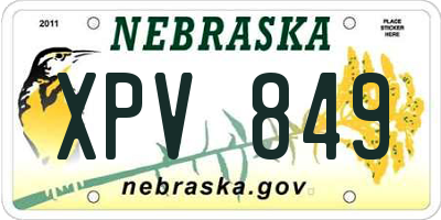 NE license plate XPV849