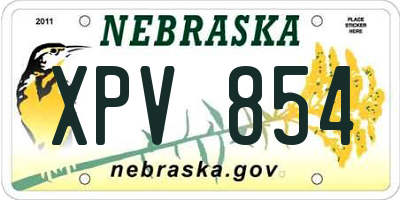 NE license plate XPV854