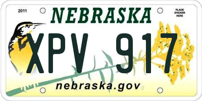 NE license plate XPV917