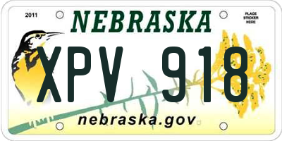 NE license plate XPV918