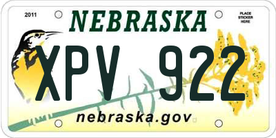 NE license plate XPV922