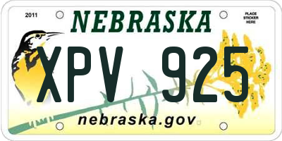 NE license plate XPV925
