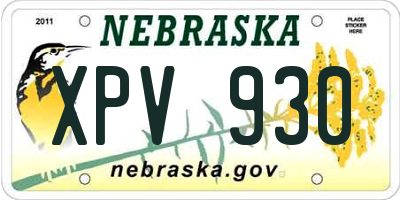 NE license plate XPV930