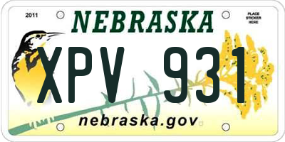 NE license plate XPV931