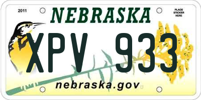 NE license plate XPV933