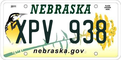 NE license plate XPV938