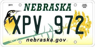 NE license plate XPV972