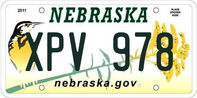 NE license plate XPV978