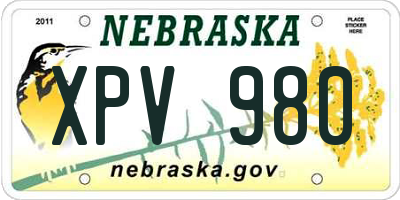 NE license plate XPV980