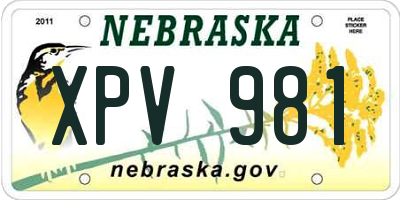 NE license plate XPV981