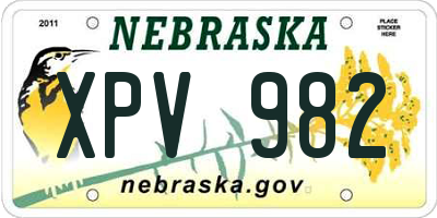 NE license plate XPV982