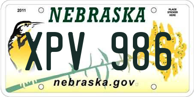 NE license plate XPV986