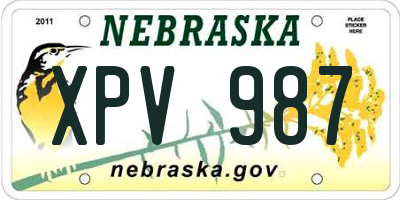 NE license plate XPV987