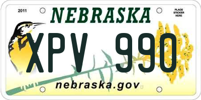 NE license plate XPV990