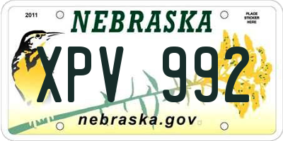 NE license plate XPV992