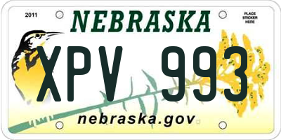 NE license plate XPV993