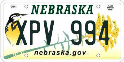 NE license plate XPV994