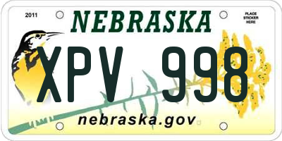 NE license plate XPV998
