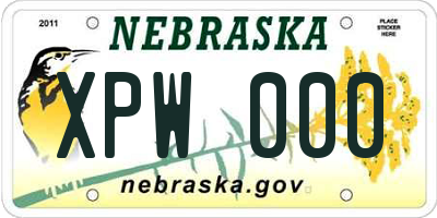 NE license plate XPW000