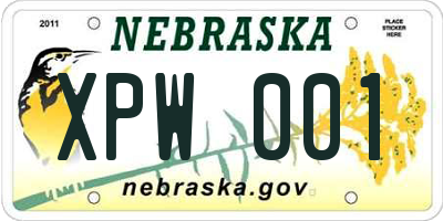 NE license plate XPW001