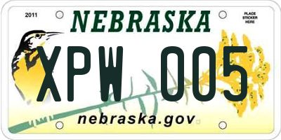 NE license plate XPW005