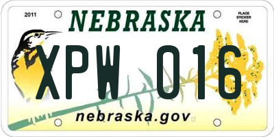 NE license plate XPW016