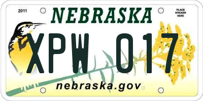 NE license plate XPW017