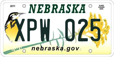 NE license plate XPW025