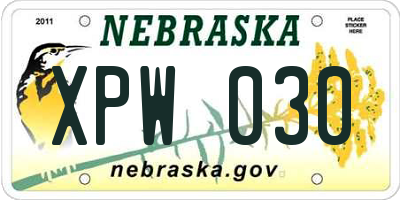 NE license plate XPW030