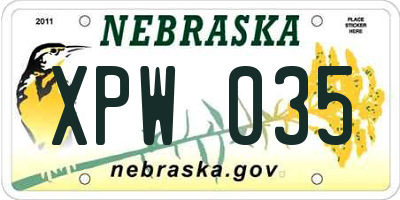NE license plate XPW035