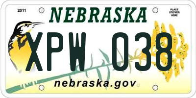 NE license plate XPW038