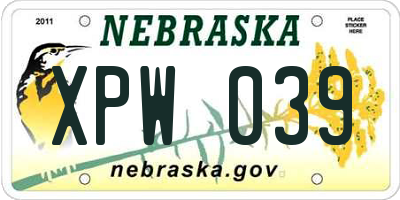 NE license plate XPW039