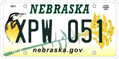 NE license plate XPW051