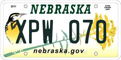 NE license plate XPW070