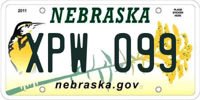 NE license plate XPW099