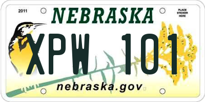 NE license plate XPW101