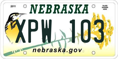 NE license plate XPW103