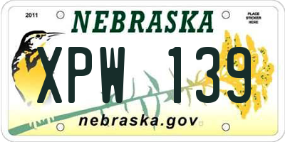 NE license plate XPW139
