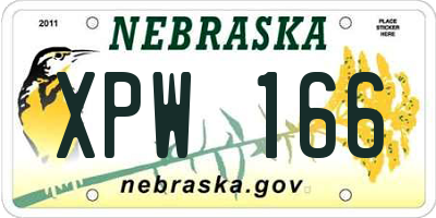 NE license plate XPW166