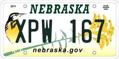 NE license plate XPW167