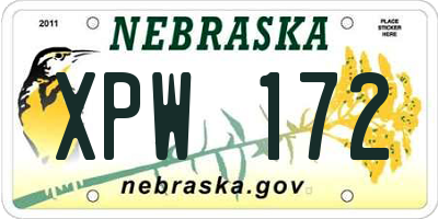 NE license plate XPW172