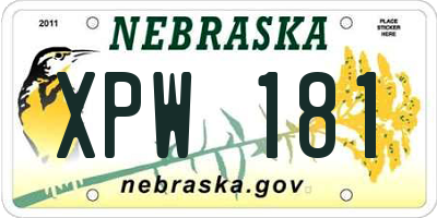 NE license plate XPW181