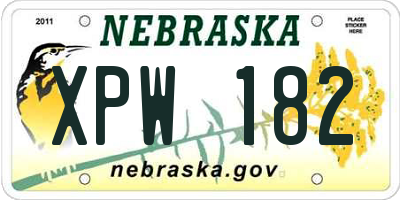 NE license plate XPW182