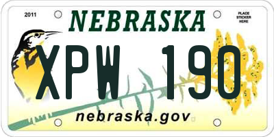 NE license plate XPW190