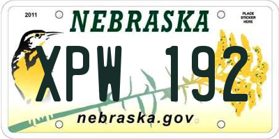 NE license plate XPW192
