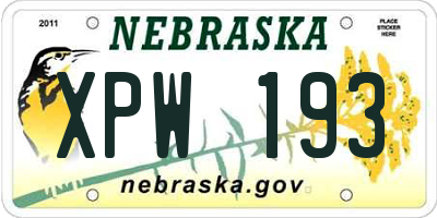 NE license plate XPW193