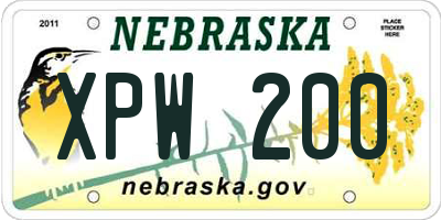 NE license plate XPW200